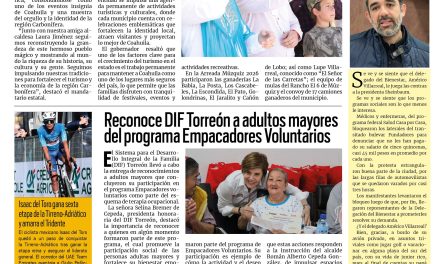 Portada RCG Lagunera [15 de marzo de 2026] Coahuila celebra sus grandes tradiciones: Manolo Jiménez; La región gana terreno como set de películas y videos y más…
