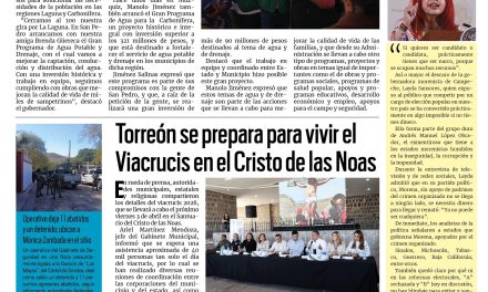 Portada RCG Lagunera[20 de marzo de 2026] Manolo Jiménez detona más programas de agua en Coahuila; Torreón se prepara para vivir el Viacrucis 2026 en el Cristo de las Noas y más…