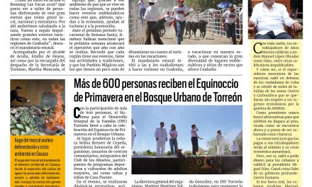 Portada RCG Lagunera [22 de marzo de 2026] Consolidamos eventos turísticos en todas las regiones: Manolo; Inicia ciclo agrícola en la Laguna y más…