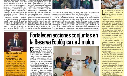 Portada RCG Lagunera [24 de marzo de 2026] Coahuila invierte más de dos mmdp en obras sociales; fortalecen acciones conjuntas en la Reserva Ecológica de Jimulco y más…