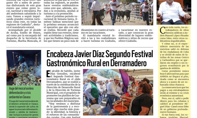 Portada RCG Media [22 de marzo de 2026] Consolidamos eventos turísticos en todas las regiones: Manolo; Conmemoran 120 aniversario de la Escuela Primaria Benito Juárez y más…