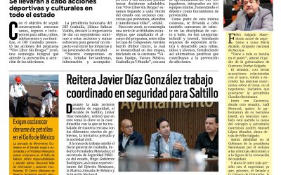Portada RCG Media [30 de marzo de 2026] DIF Coahuila fortalece la prevención y atención a las adicciones; reitera Javier Díaz trabajo coordinado en seguridad para Saltillo y más…