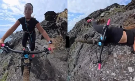 Video: Los segundos de angustia de una ciclista que estuvo a punto de caer a un acantilado en España