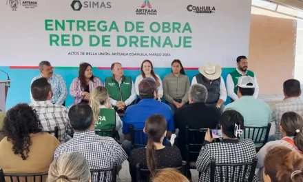 Entrega alcaldesa  de Arteaga red de drenaje en Bella unión