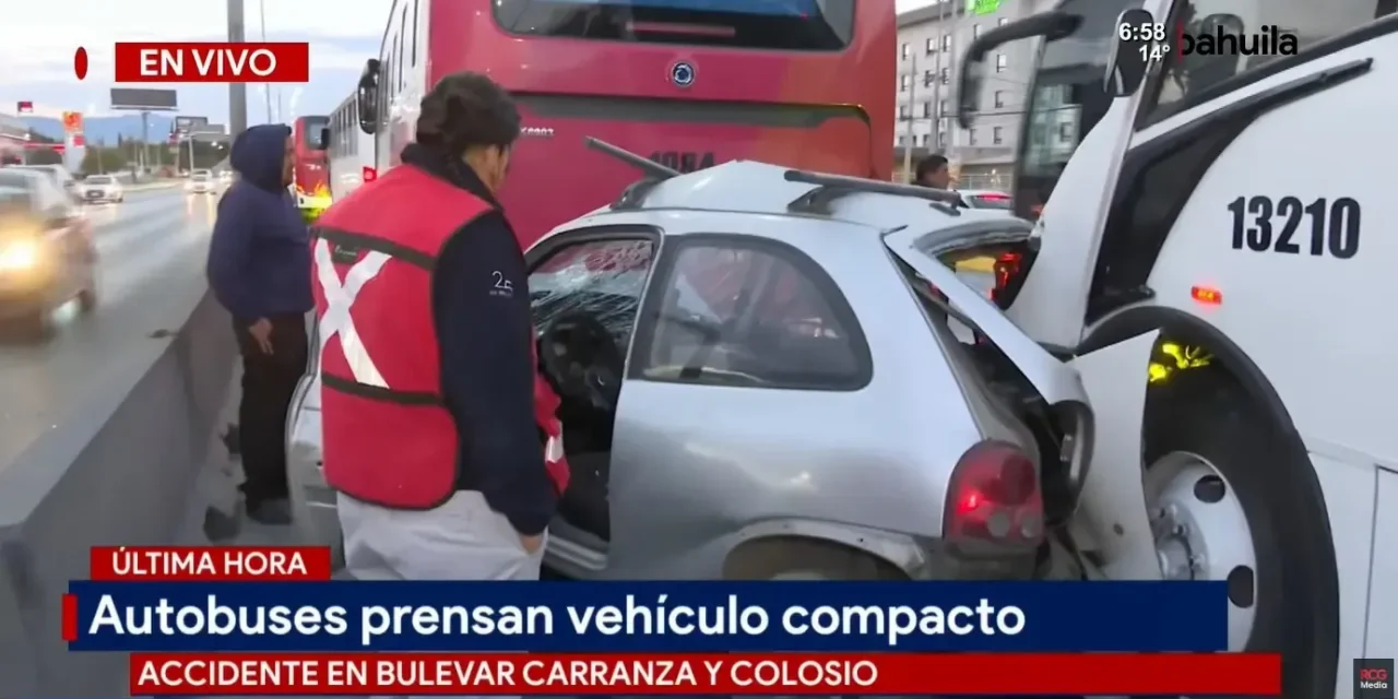 Transportes de personal prensan a vehículo al norte de Saltillo