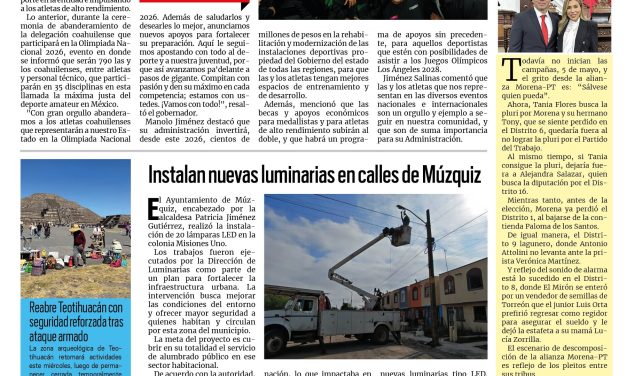 Portada RCG Carbonífera [23 de abril de 2026] Invitan a disfrutar de la Feria Internacional del Libro Coahuila 2026; crisis interna en Morena: remueven a la presidenta Luisa María Alcalde y más…