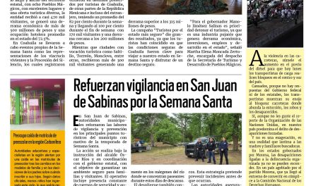 Portada RCG Carbonífera [6 de abril de 2026] Registra Coahuila una gran afluencia en primera semana de vacaciones; Refuerzan vigilancia en San Juan de Sabinas por vacaciones y más noticias…