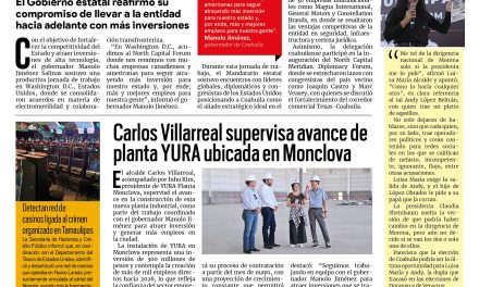 Portada RCG Centro [15 de abril de 2026] Consolidamos alianzas estratégicas de promoción económica de Coahuila: Manolo;Carlos Villarreal supervisa avance de planta YURA en Monclova y más noticias…