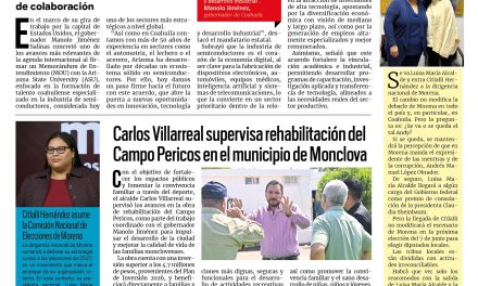 Portada RCG Centro [17 de abril de 2026] Firma Manolo Jiménez acuerdo en materia de semiconductores en Washington; Carlos Villarreal supervisa rehabilitación del Campo Pericos en Monclova y más noticias…