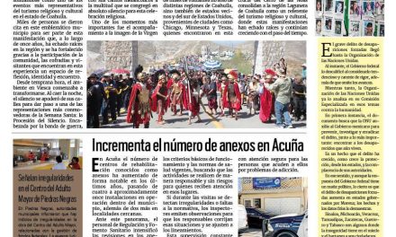 Portada RCG Fronteriza [4  de abril de 2026] Se consolida Coahuila como destino de fe y cultura; incrementa el número de anexos en Acuña y más…