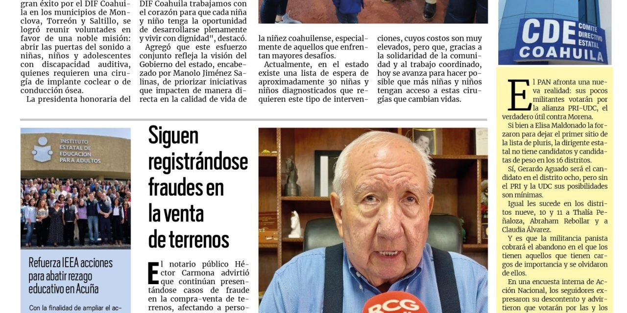 Portada RCG Fronteriza [7 de abril de 2026] Juegos con Causa brindan oportunidades a menores con discapacidad auditiva; siguen registrándose fraudes en la venta de terrenos y más noticias…
