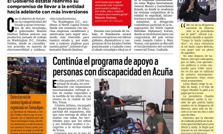 Portada RCG Fronteriza [15 de abril de 2026] Consolidamos alianzas estratégicas de promoción económica de Coahuila: Manolo; Continúa el programa de apoyo a personas con discapacidad en Acuña y más noticias…