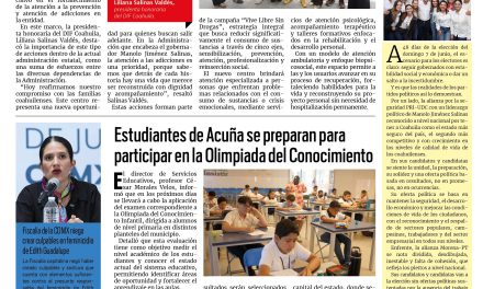 Portada RCG Fronteriza [20 de abril de 2026] DIF Coahuila entrega infraestructura para atender y prevenir adicciones; estudiantes de Acuña se preparan para la Olimpiada del Conocimiento y más…