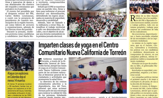Portada RCG Lagunera [26 de abril de 2026] El PRI va por todo rumbo al Congreso; No llegan las lluvias a la región y más…