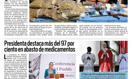 Portada RCG Nacional e Internacional [1  de abril de 2026] Caen morenistas ligados al narcotráfico; presidenta destaca más del 97 por ciento en abasto de medicamentos y más…