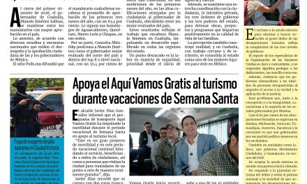Portada RCG Media [5  de abril de 2026] Manolo, uno de los gobernadores mejor evaluados en el primer trimestre del año; Apoya el Aquí Vamos Gratis al turismo durante vacaciones de Semana Santa y más noticias…