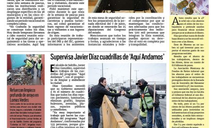 Portada RCG Media [10 de abril de 2026] Manolo Jiménez refuerza la seguridad de Coahuila con coordinación; supervisa Javier Díaz cuadrillas de ‘Aquí Andamos’ y más noticias…
