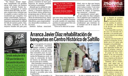 Portada RCG Media [29 de abril de 2026] Se sigue mejorando la movilidad y la conectividad en todas las regiones; Arranca Javier Díaz rehabilitación de banquetas en Centro Histórico y más…