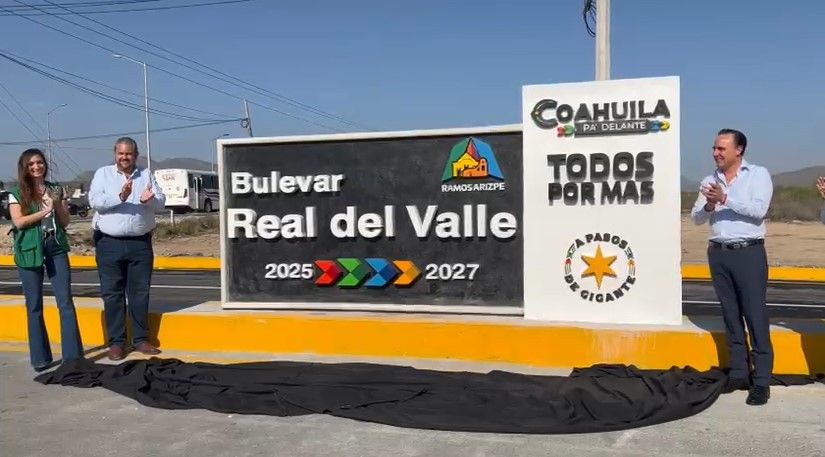 Inaugura Manolo Jiménez la rehabilitación de bulevar en Ramos Arizpe