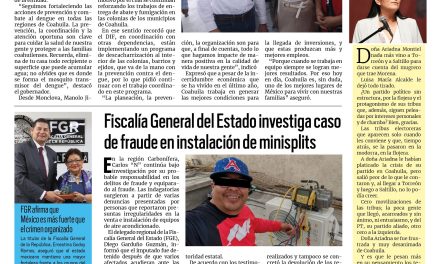 Portada RCG Carbonífera [8 de mayo de 2026] Fortalecemos acciones para la prevención del dengue: Manolo; FGE investiga caso de fraude en instalación de minisplits y más…