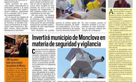 Portada RCG Centro [11 de mayo de 2026] DIF Coahuila realiza jornadas de cirugías para niños y adolescentes; invertirá Monclova en materia de seguridad y vigilancia y más…