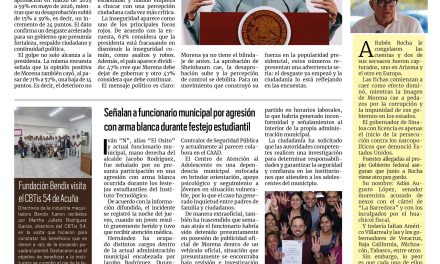 Portada RCG Fronteriza[16 de mayo de 2026] Se desploma la aprobación de la presidenta Claudia Sheinbaum; señalan a funcionario municipal por agresión con arma blanca durante festejo estudiantil y más…