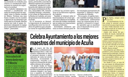 Portada RCG Fronteriza [25 de mayo de 2026] Blindamos las fronteras de Coahuila: Manolo Jiménez Salinas; celebra Ayuntamiento a los mejores maestros de Acuña y más…