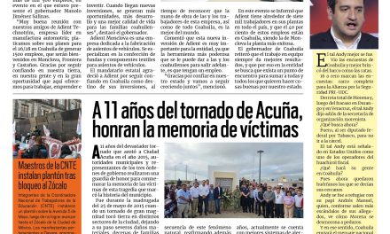 Portada RCG Fronteriza [26 de mayo de 2026] Anuncian mil 500 empleos de Adient Technotrim para la región Centro; a 11 años del tornado, honran la memoria de víctimas y más…