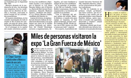 Portada RCG Lagunera [5 de mayo de 2026] Vamos a arrasar este 7 de junio: PRI; miles de personas visitaron la exposición ‘La Gran Fuerza de México’ y más…