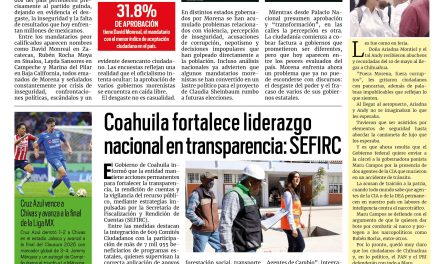 Portada RCG Lagunera [17 de mayo de 2026] Encuesta revela que los peores gobernadores son de Morena; Intensifican fumigación y control de vectores en Torreón y más…