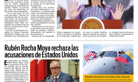 Portada RCG Nacional e Internacional [1 de mayo de 2026] No hay nada que temer: asegura presidenta Sheinbaum en caso Rocha; Rubén Rocha rechaza acusaciones de Estados Unidos y más…