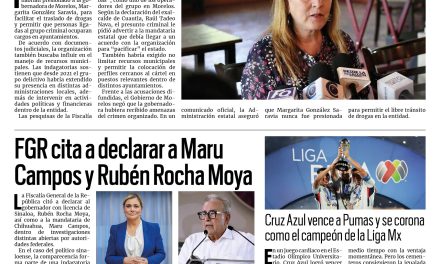 Portada RCG Nacional e Internacional [25 de mayo de 2026] Gobernadora de Morelos es amenazada por el Cártel de Sinaloa; FRG cita a declarar a Maru Campos y Rubén Rocha Moya y más…