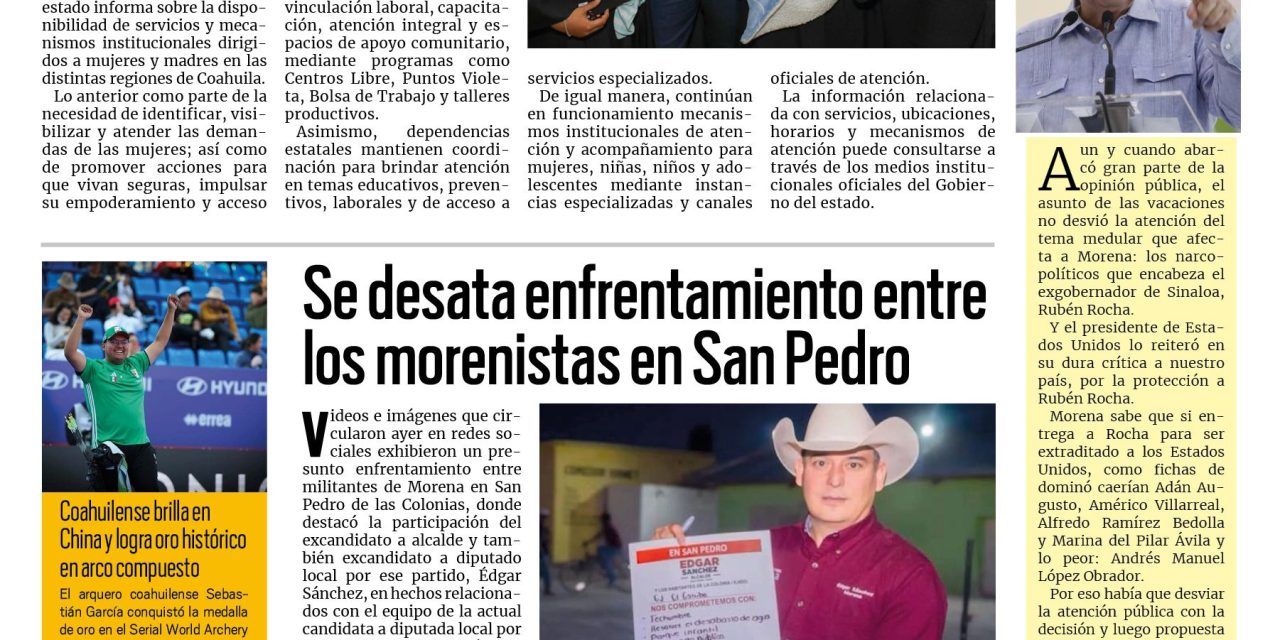 Portada RCG Media [10 de mayo de 2026] Felicidades a todas las mamás de Coahuila: Manolo; Toma Alianza Ciudadana por la Seguridad las calles de Coahuila y más…