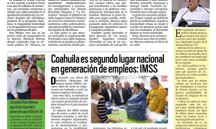 Portada RCG Media [18 de mayo de 2026] Morena se cae a pedazos; Coahuila es segundo lugar nacional en generación de empleos: IMSS y más…
