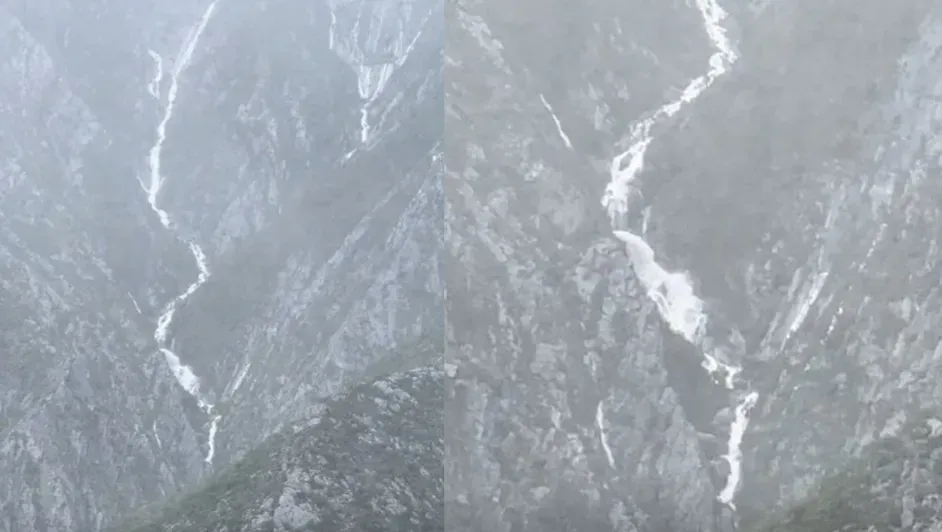 Video: Se forma cascada en el Cerro de las Mitras tras intensas lluvias en Nuevo León