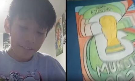 Pequeño dibuja su propio álbum del Mundial (video)