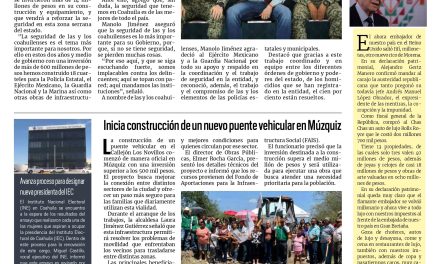 Portada RCG Carbonífera [27 de junio de 2026] Manolo Jiménez entrega el cuartel militar en San Antonio de las Alazanas; inicia construcción de un nuevo puente vehicular en Múzquiz y más…