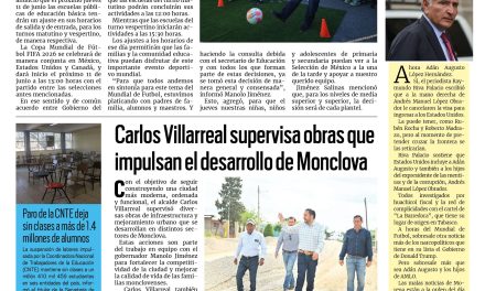 Portada RCG Centro [10 de junio de 2026] El jueves, todos a apoyar a la Selección de México: Manolo Jiménez; Carlos Villarreal supervisa obras que impulsan el desarrollo de Monclova y más…