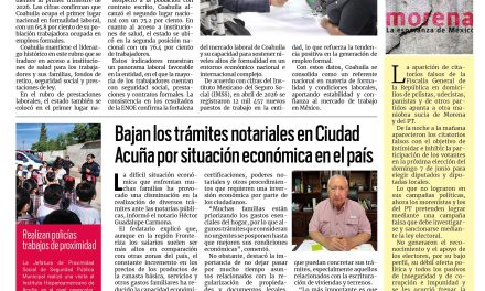 Portada RCG Fronteriza [1 de junio de 2026] Coahuila, primer lugar nacional en formalidad laboral: INEGI; Bajan trámites notariales por situación económica en el país y más…