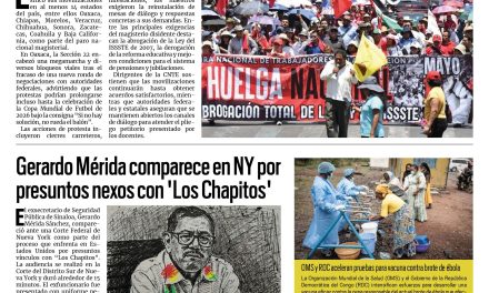 Portada RCG Nacional e Internacional [2 de junio de 2026] Movilizaciones de la CNTE se extienden en el país; advierten  boicot al Mundial; Gerardo Mérida comparece en NY por presuntos nexos con ‘Los Chapitos’ y más…