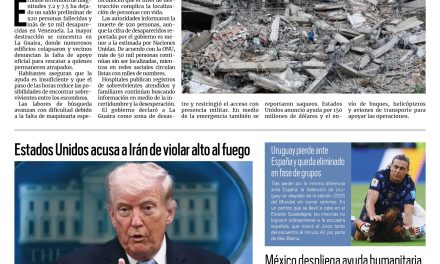 Portada RCG Nacional e Internacional [27 de junio de 2026] Suman más de 50 mil personas desaparecidas por terremotos en Venezuela; estados Unidos acusa a Irán de violar alto al fuego y más…