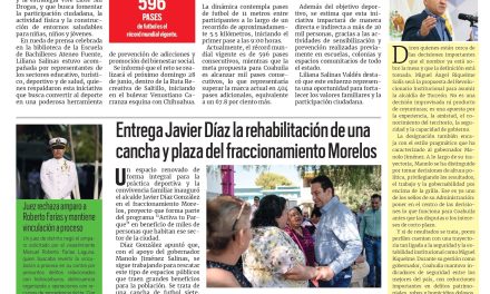 Portada RCG Media [24 de junio de 2026] Va Coahuila por Récord Guinness con mayor cantidad de pases de futbol; entrega Javier Díaz rehabilitación de cancha y plaza en Morelos y más…