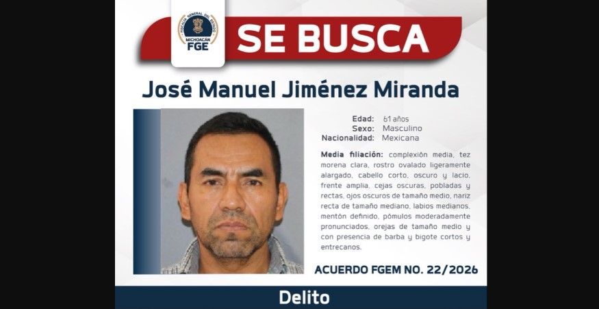 Fiscalía ofrece recompensa de 100 mil pesos por exescolta de Carlos Manzo