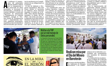 Portada RCG Carbonífera [13 de julio de 2026] Coahuila refuerza su compromiso con la transparencia; realizan misa por el Día del Minero en Barroterán y más…