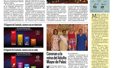 Portada RCG Carbonífera [24 de julio de 2026] Coahuila se mantiene con pocas afectaciones por incendios forestales; coronan a la reina del Adulto Mayor de Palaú y más…