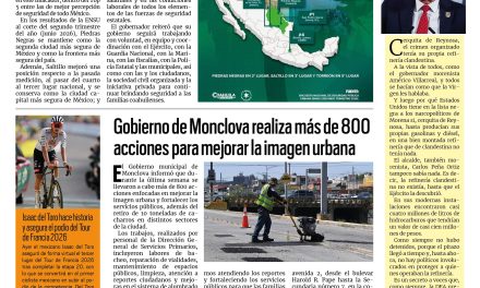 Portada RCG Centro [26 de julio de 2026] 3 de las 5 ciudades más seguras del país son de Coahuila: Manolo; Frontera refuerza medidas preventivas para vacaciones y más…
