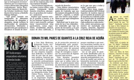 Portada RCG Fronteriza [11 de julio de 2026] ‘En Coahuila tenemos estado de derecho gracias al trabajo de los abogados’; donan 20 mil pares de guantes a la Cruz Roja de Acuña y más…