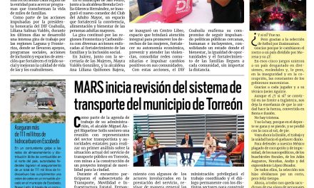 Portada RCG Lagunera [7 de julio de 2026] DIF Coahuila lleva desarrollo y esperanza a todo el estado; MARS inicia revisión del sistema de transporte del municipio de Torreón y más…