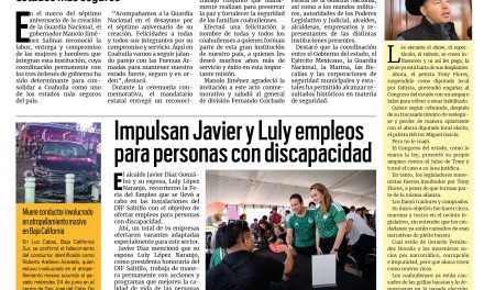 Portada RCG Media [1 de julio de 2026] En Coahuila celebramos el aniversario de la Guardia Nacional: Manolo Jiménez; impulsan Javier y Luly empleos para personas con discapacidad y más…