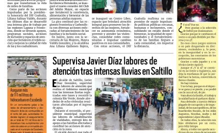 Portada RCG Media [7 de julio de 2026] DIF Coahuila lleva desarrollo y esperanza a todo el estado; supervisa Javier Díaz labores de atención tras intensas lluvias en Saltillo y más…